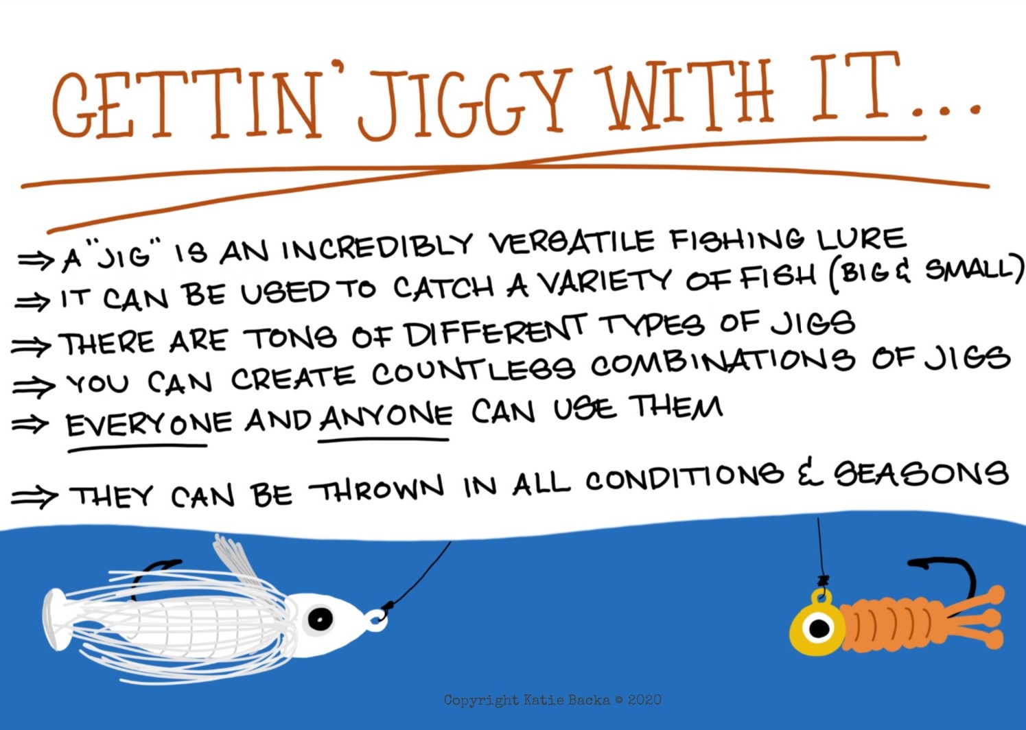Inforgraphic of what a fishing jig is used for