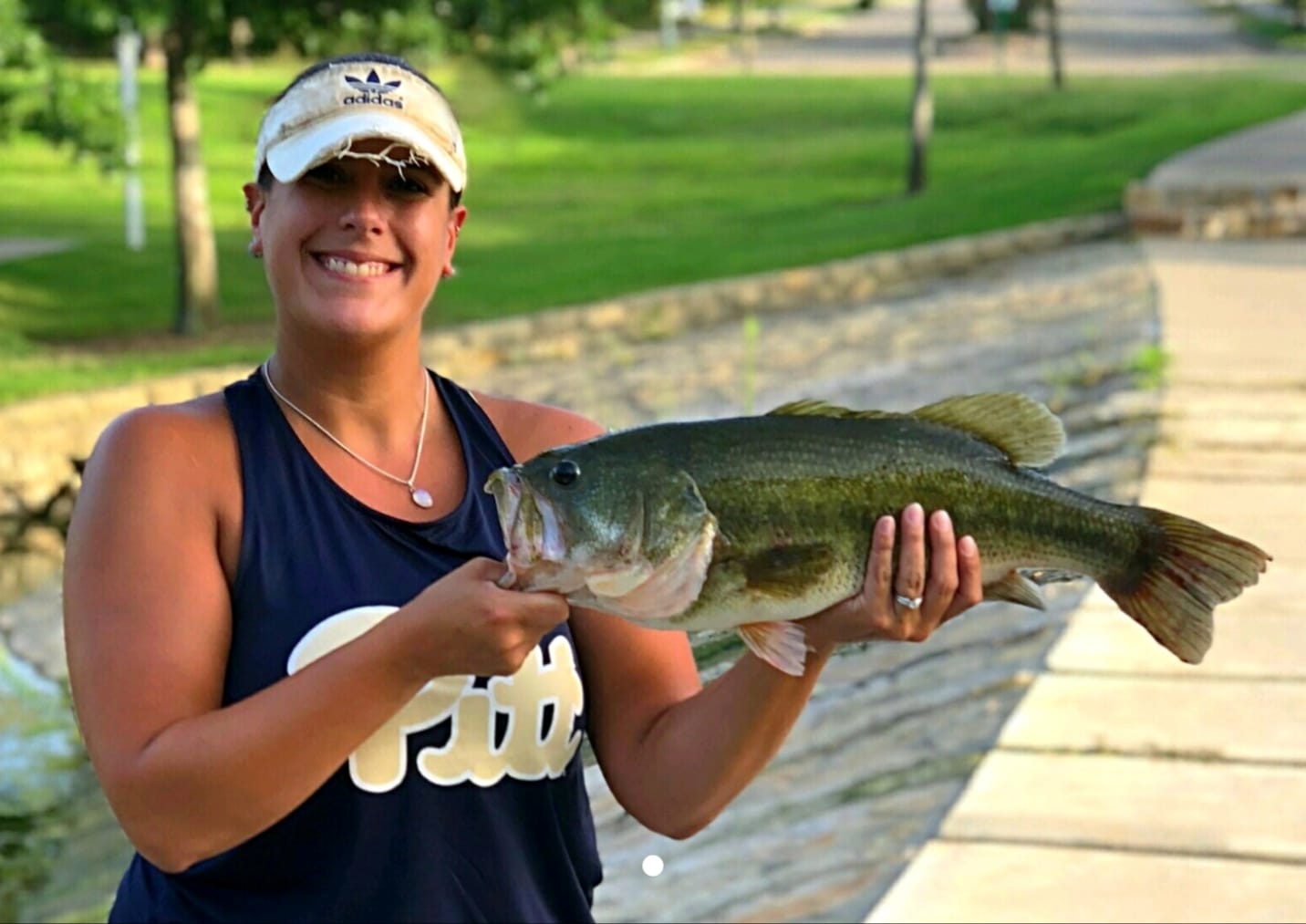 Katie with a 5.4 pound bass